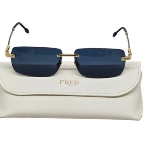 FRED Rimless Sunglasses with Blue Lenses